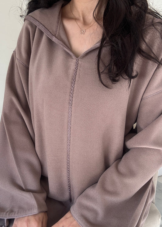 Jellaba cachemire Berchmane ~ taupe