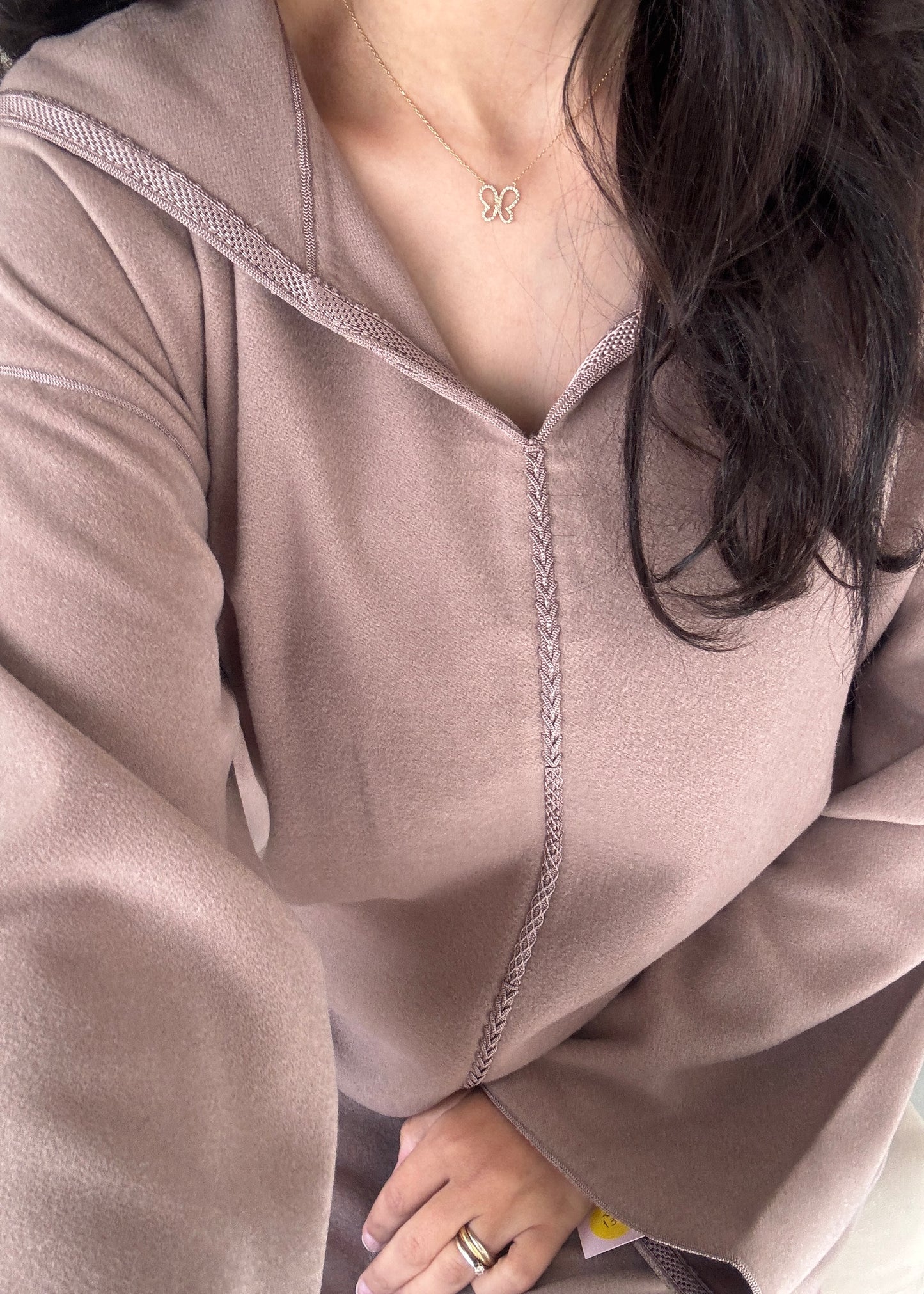 Jellaba cachemire Berchmane ~ taupe